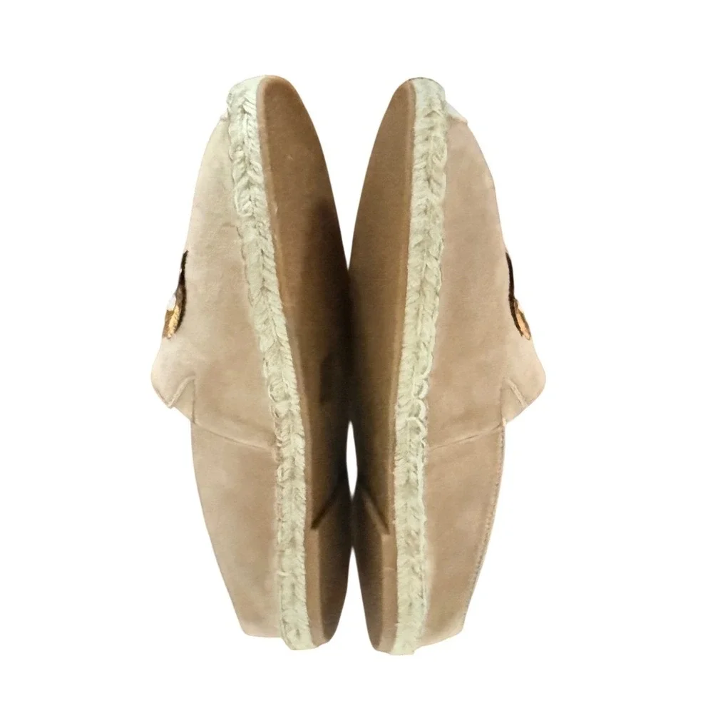 Womens Tan Suede Dog‎ Face Espadrille Flats Shoes Size 39 puppy love gardencore